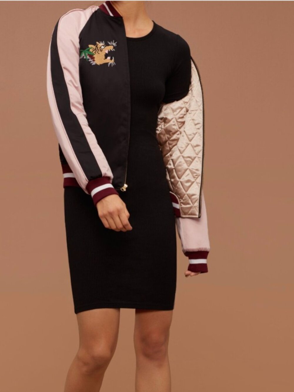Aritzia Golden by TNA Horine Embroidered Bomber Jacket